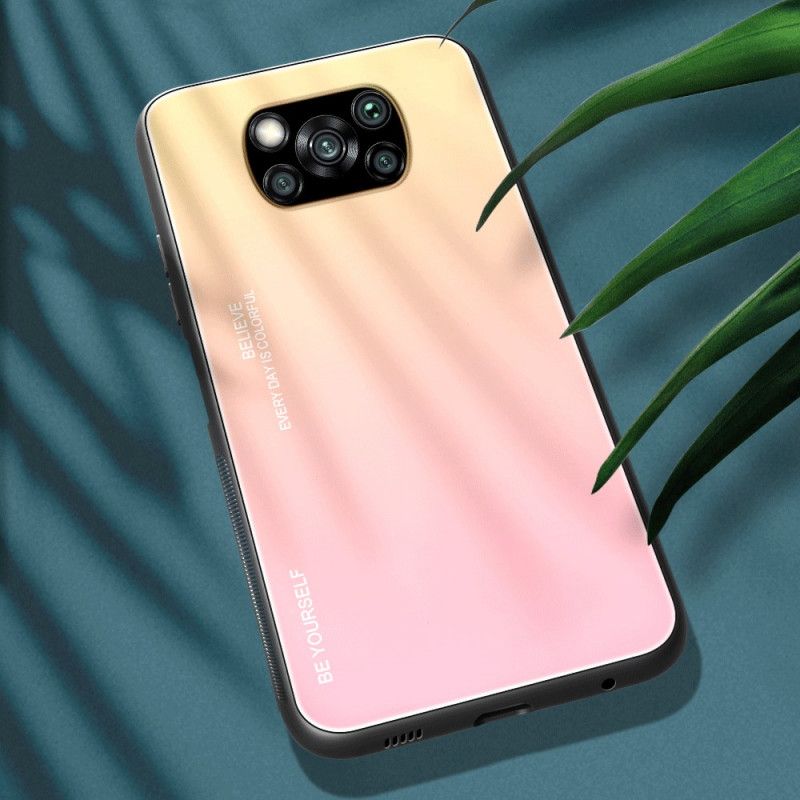 Hoesje voor Xiaomi Poco X3 Magenta Rood Wees Jezelf Gehard Glas