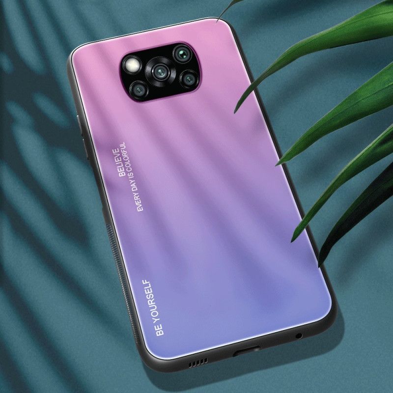 Hoesje voor Xiaomi Poco X3 Magenta Rood Wees Jezelf Gehard Glas