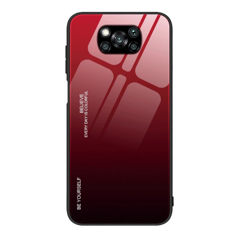 Hoesje voor Xiaomi Poco X3 Magenta Rood Wees Jezelf Gehard Glas