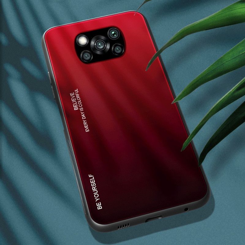 Hoesje voor Xiaomi Poco X3 Magenta Rood Wees Jezelf Gehard Glas
