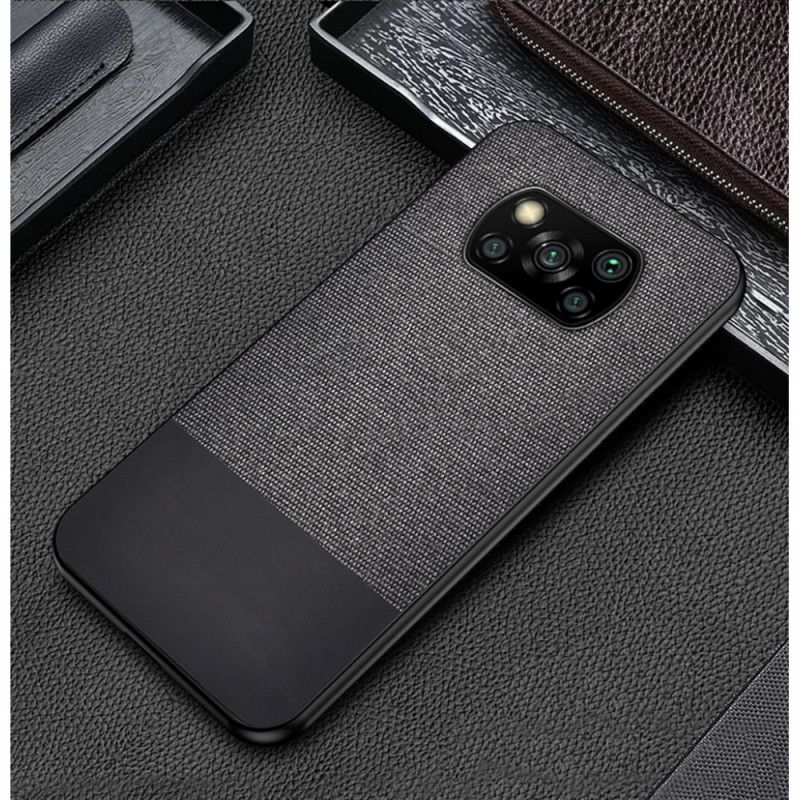Hoesje Xiaomi Poco X3 Grijs Zwart Imitatieleren Bijtpatroon