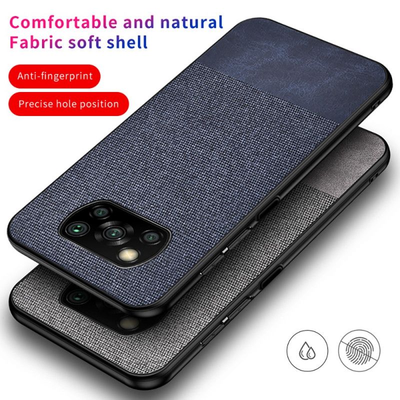 Hoesje Xiaomi Poco X3 Grijs Zwart Imitatieleren Bijtpatroon
