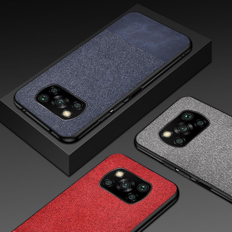 Hoesje Xiaomi Poco X3 Grijs Zwart Imitatieleren Bijtpatroon