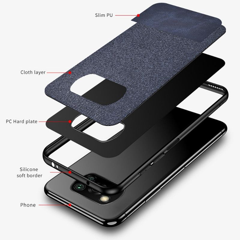 Hoesje Xiaomi Poco X3 Grijs Zwart Imitatieleren Bijtpatroon