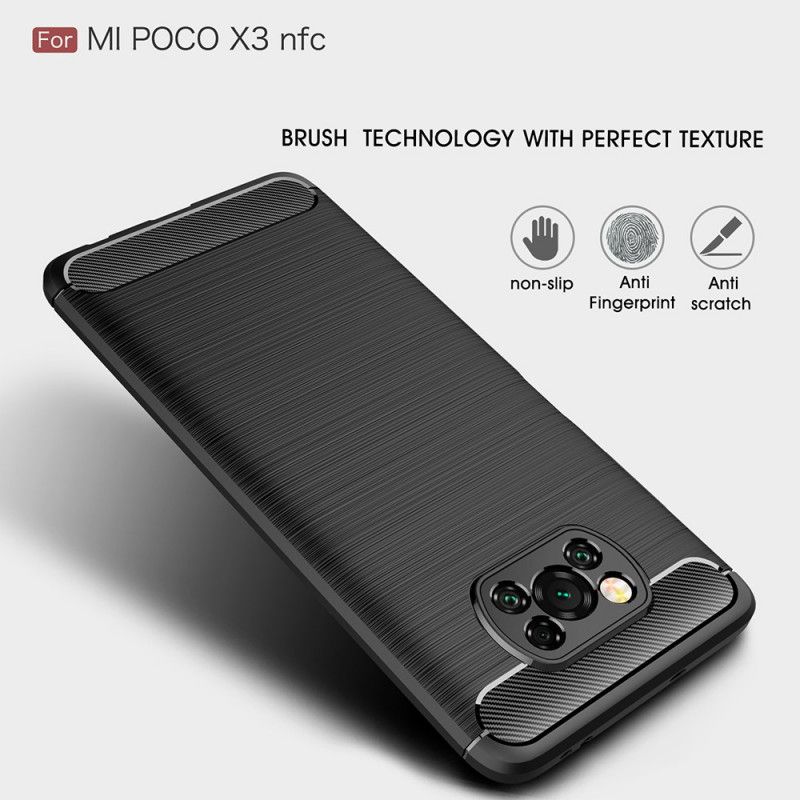 Hoesje Xiaomi Poco X3 Rood Zwart Geborsteld Koolstofvezel
