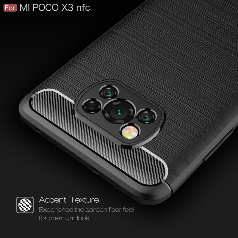 Hoesje Xiaomi Poco X3 Rood Zwart Geborsteld Koolstofvezel