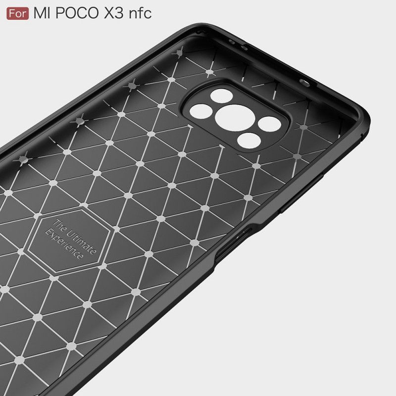 Hoesje Xiaomi Poco X3 Rood Zwart Geborsteld Koolstofvezel