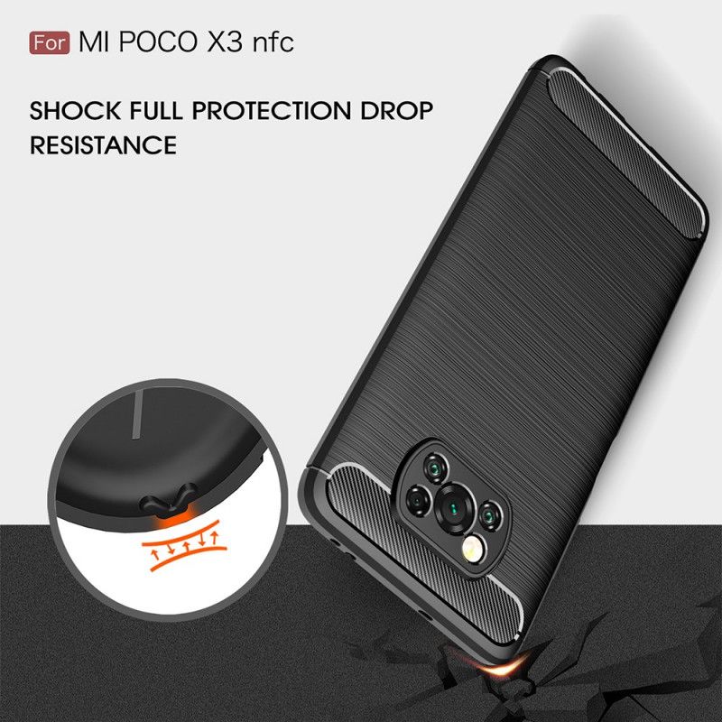 Hoesje Xiaomi Poco X3 Rood Zwart Geborsteld Koolstofvezel