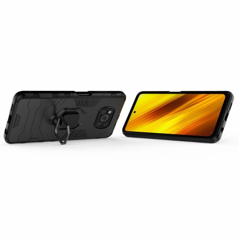 Hoesje Xiaomi Poco X3 Rood Zwart Resistente Ring