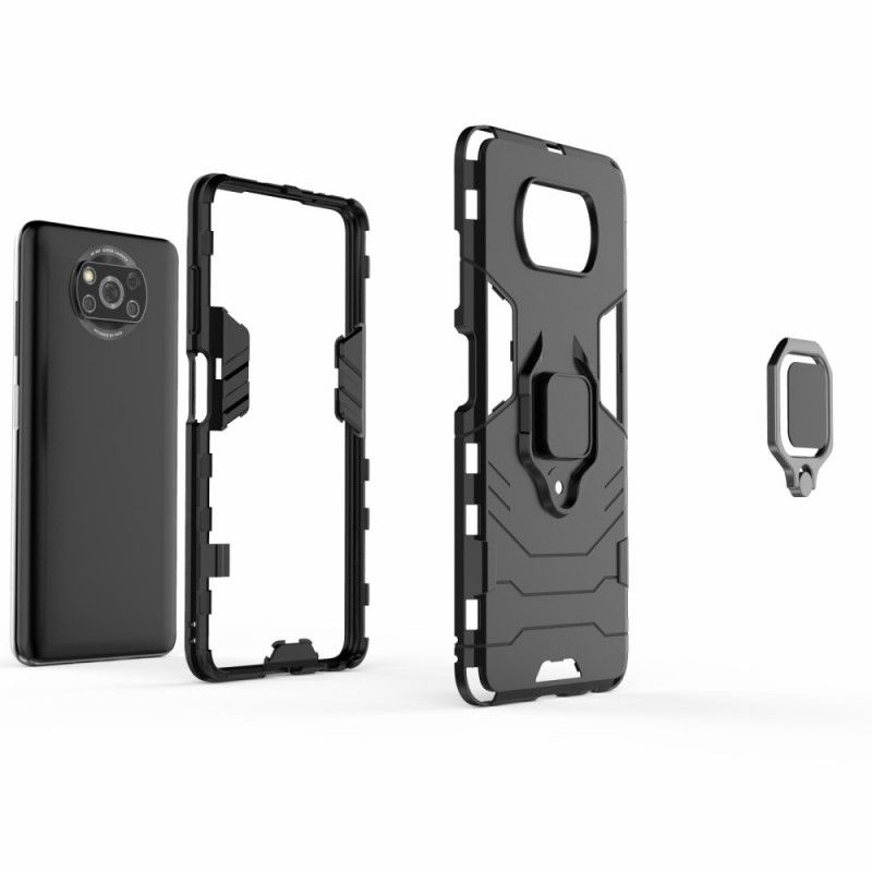 Hoesje Xiaomi Poco X3 Rood Zwart Resistente Ring