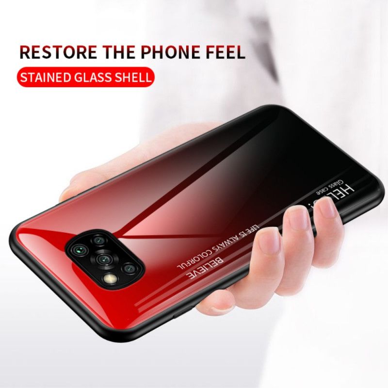 Hoesje Xiaomi Poco X3 Wit Zwart Hallo Gehard Glas