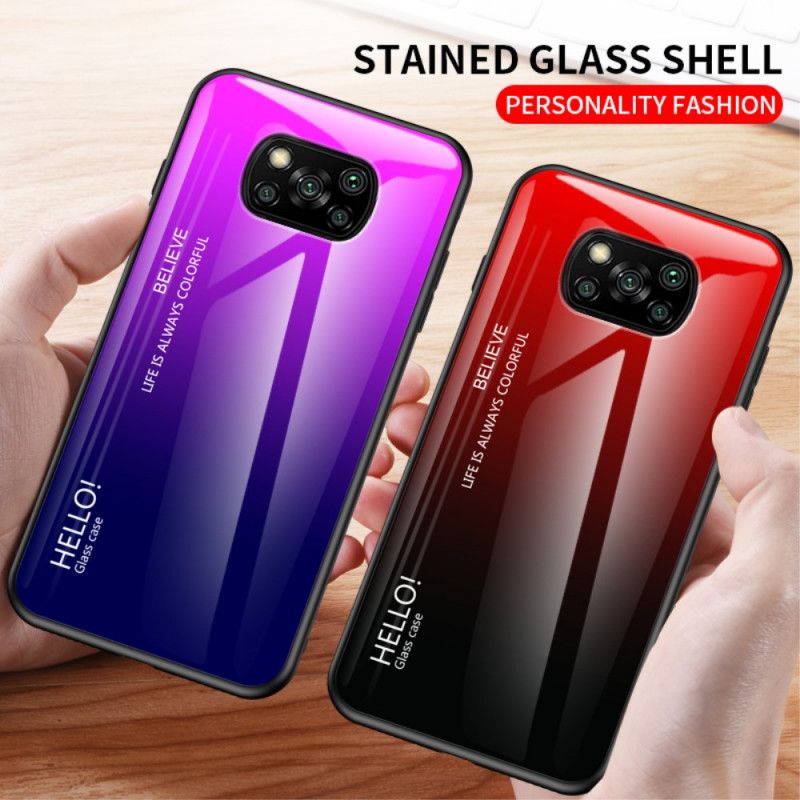 Hoesje Xiaomi Poco X3 Wit Zwart Hallo Gehard Glas