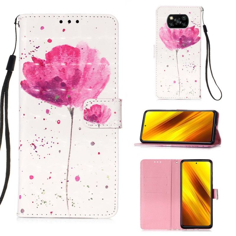 Leren Hoesje voor Xiaomi Poco X3 Aquarel Klaproos
