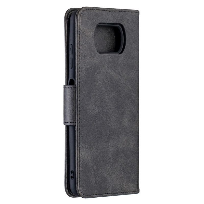 Leren Hoesje voor Xiaomi Poco X3 Grijs Zwart Gladde Schuine Flap