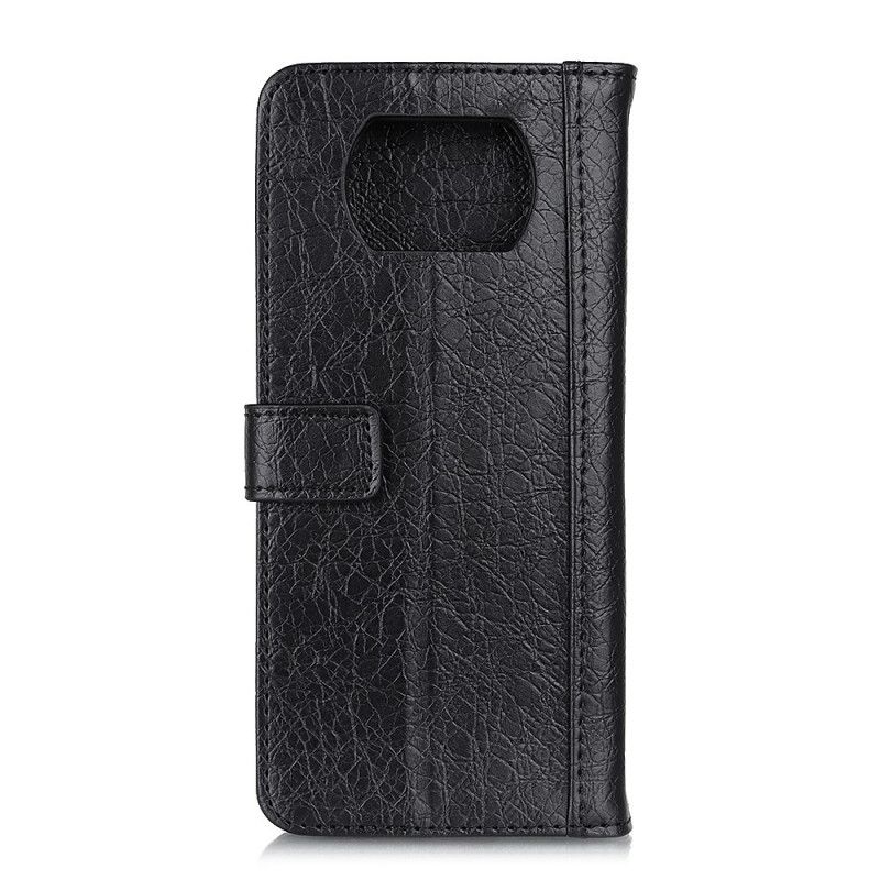 Leren Hoesje voor Xiaomi Poco X3 Grijs Zwart Imitatieleer In Neushoornstijl