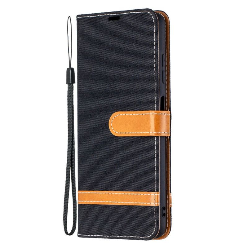 Leren Hoesje voor Xiaomi Poco X3 Grijs Zwart Stof En Leereffect Met String