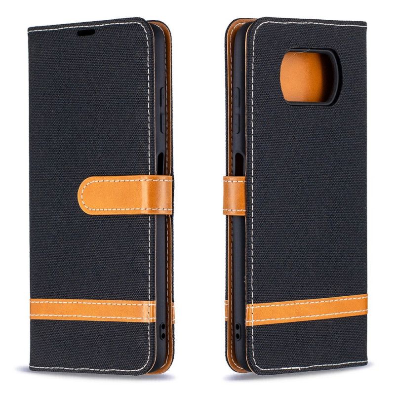 Leren Hoesje voor Xiaomi Poco X3 Grijs Zwart Stof En Leereffect Met String