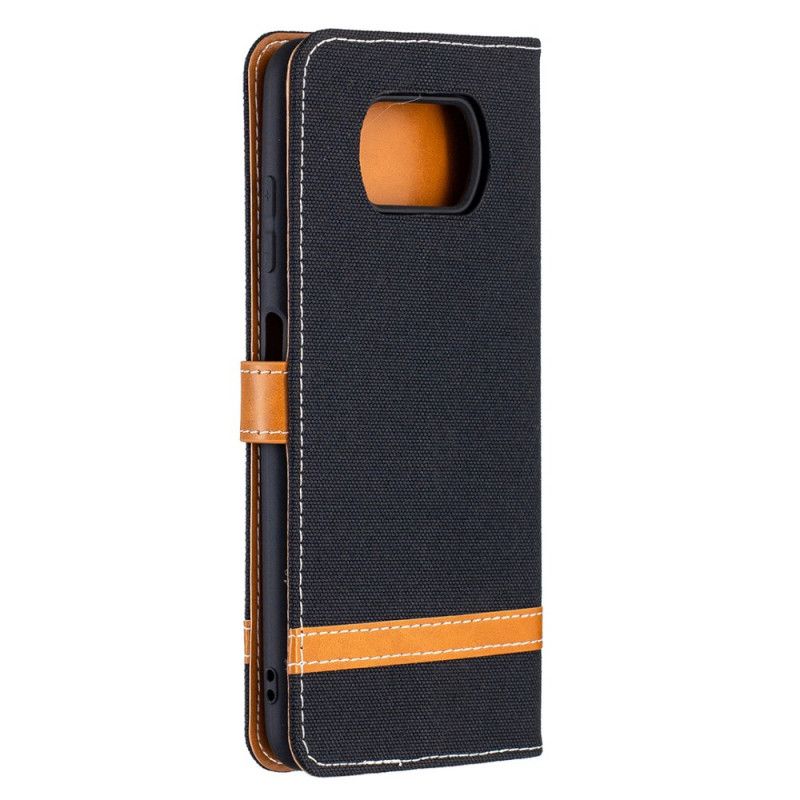 Leren Hoesje voor Xiaomi Poco X3 Grijs Zwart Stof En Leereffect Met String