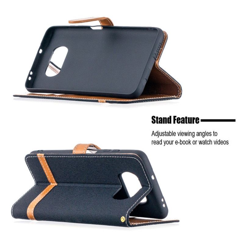 Leren Hoesje voor Xiaomi Poco X3 Grijs Zwart Stof En Leereffect Met String