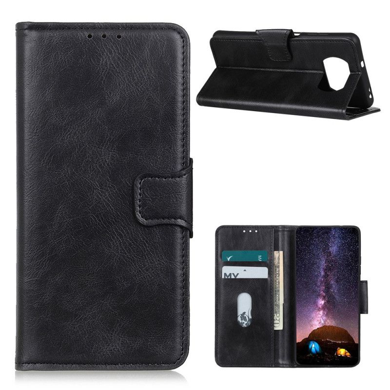 Leren Hoesje voor Xiaomi Poco X3 Groen Zwart Omkeerbare Sluiting In Leereffect