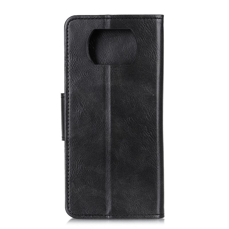 Leren Hoesje voor Xiaomi Poco X3 Groen Zwart Omkeerbare Sluiting In Leereffect