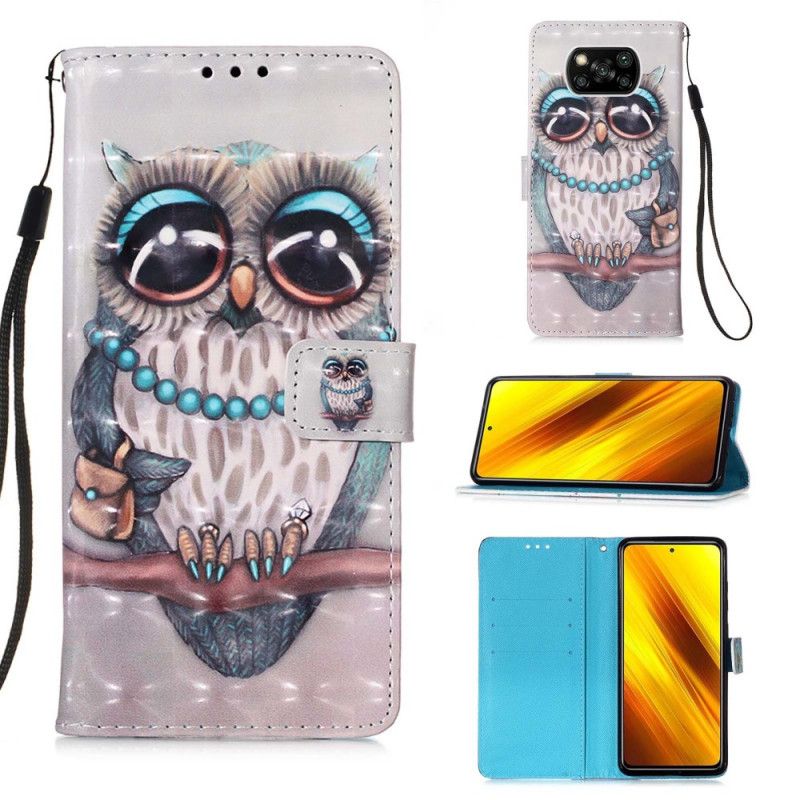 Leren Hoesje voor Xiaomi Poco X3 Juffrouw Uil