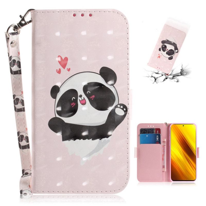 Leren Hoesje voor Xiaomi Poco X3 Panda Love Met String
