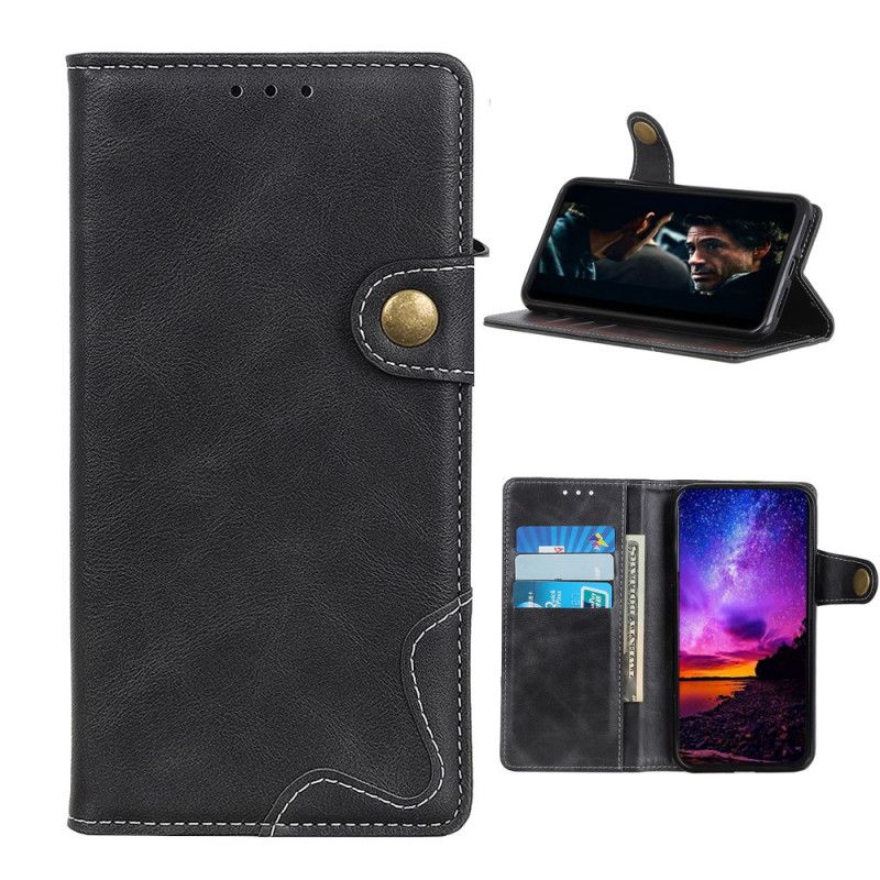 Leren Hoesje voor Xiaomi Poco X3 Rood Zwart Artistiek Knopen Aannaaien