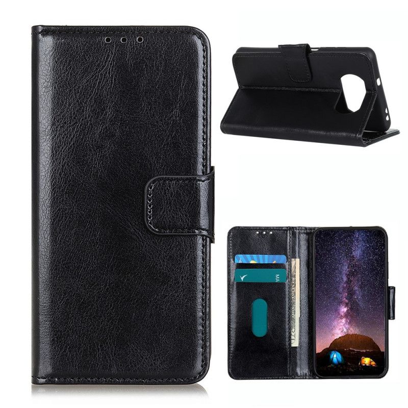 Leren Hoesje voor Xiaomi Poco X3 Rood Zwart Glanzend Kunstleer