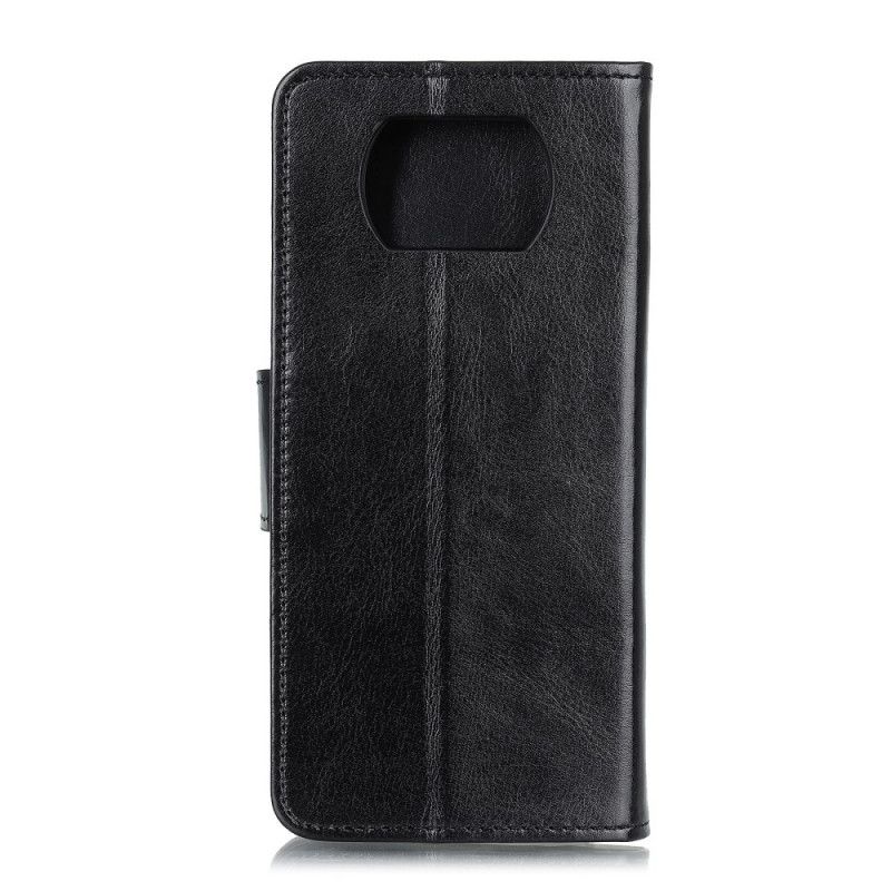 Leren Hoesje voor Xiaomi Poco X3 Rood Zwart Glanzend Kunstleer