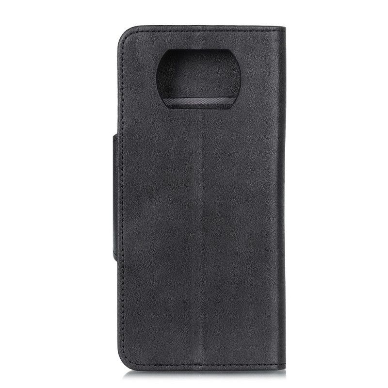 Leren Hoesje voor Xiaomi Poco X3 Rood Zwart Knoop Imitatieleer