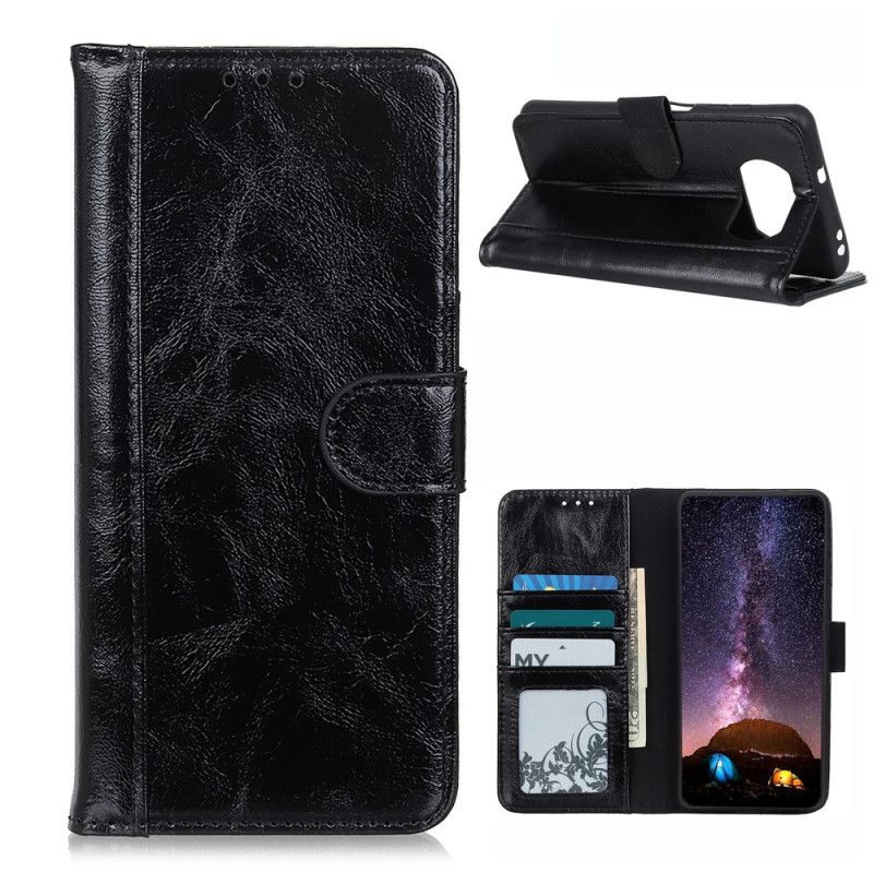 Leren Hoesje voor Xiaomi Poco X3 Rood Zwart Split Lakleer