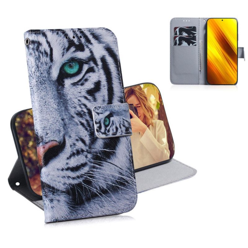 Leren Hoesje voor Xiaomi Poco X3 Tijgergezicht