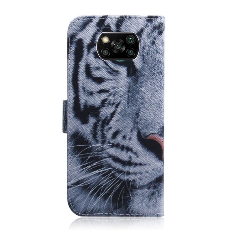 Leren Hoesje voor Xiaomi Poco X3 Tijgergezicht