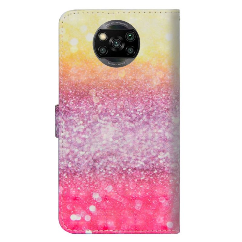 Leren Hoesje voor Xiaomi Poco X3 Verloop Magenta Glitter