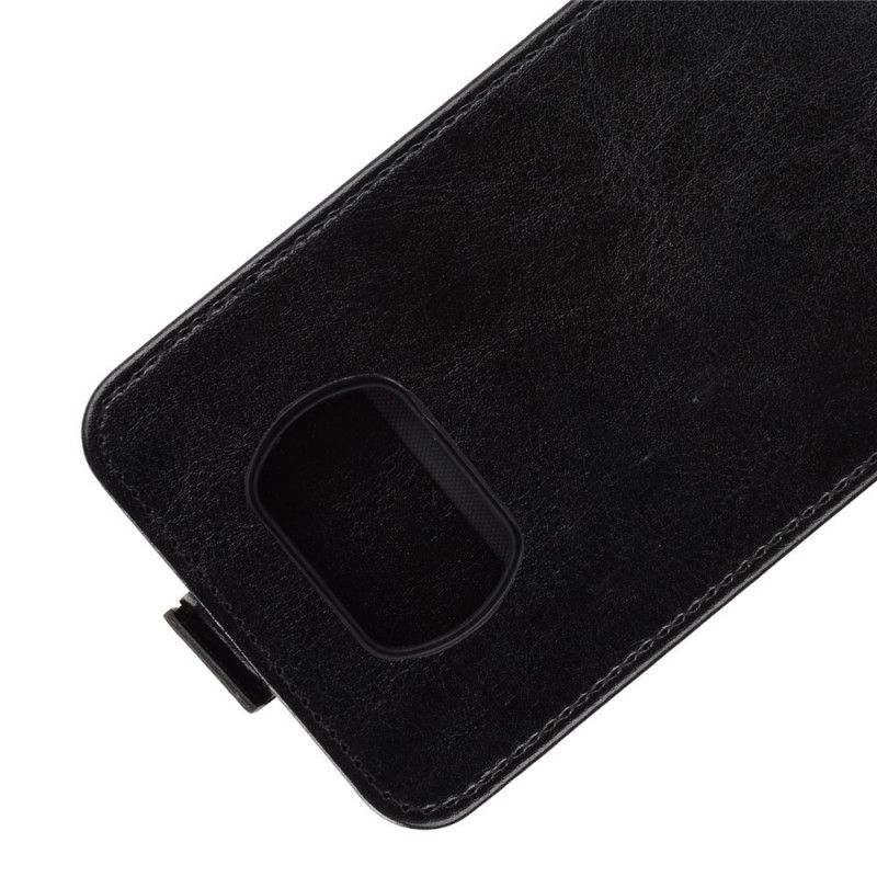 Leren Hoesje voor Xiaomi Poco X3 Wit Zwart Verticale Klep Met Leereffect