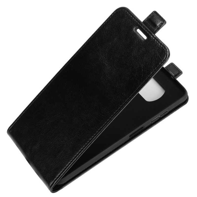 Leren Hoesje voor Xiaomi Poco X3 Wit Zwart Verticale Klep Met Leereffect
