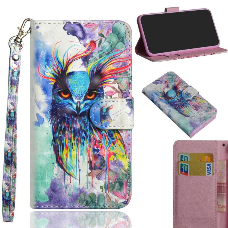 Leren Hoesje Xiaomi Poco X3 Aquarel Vogel Met String