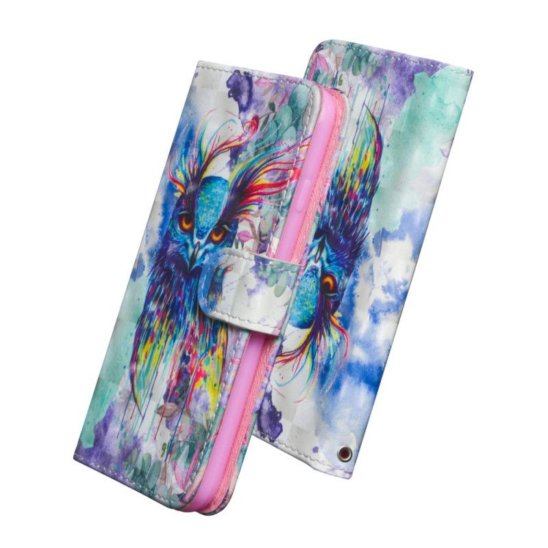 Leren Hoesje Xiaomi Poco X3 Aquarel Vogel Met String