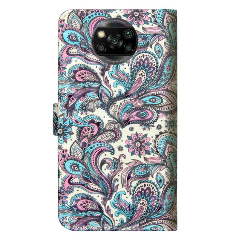 Leren Hoesje Xiaomi Poco X3 Bloemen Met Een Patroon