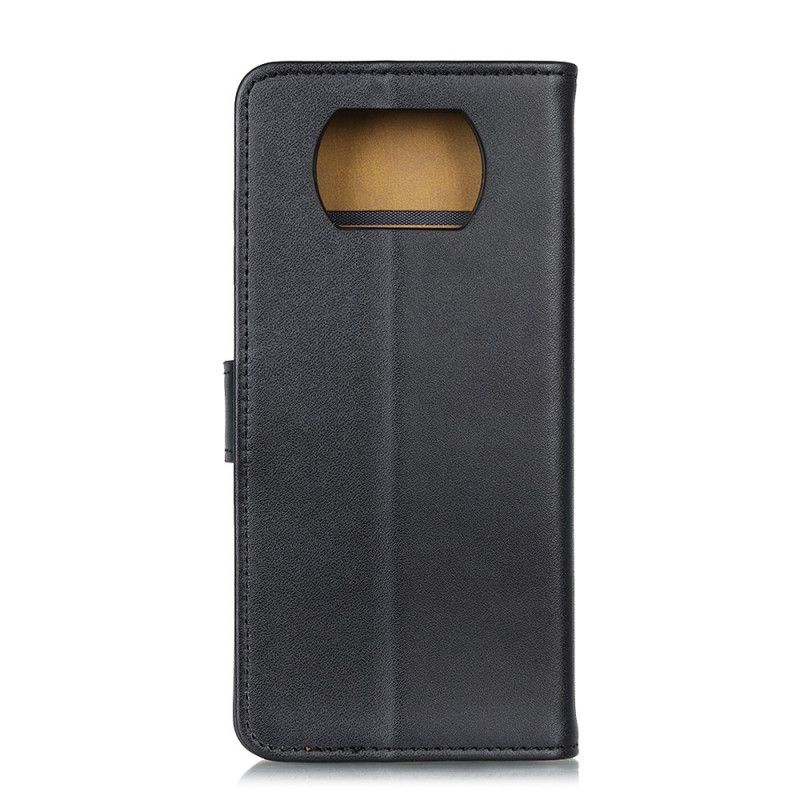 Leren Hoesje Xiaomi Poco X3 Donkerblauw Zwart Eenvoudig Kunstleer