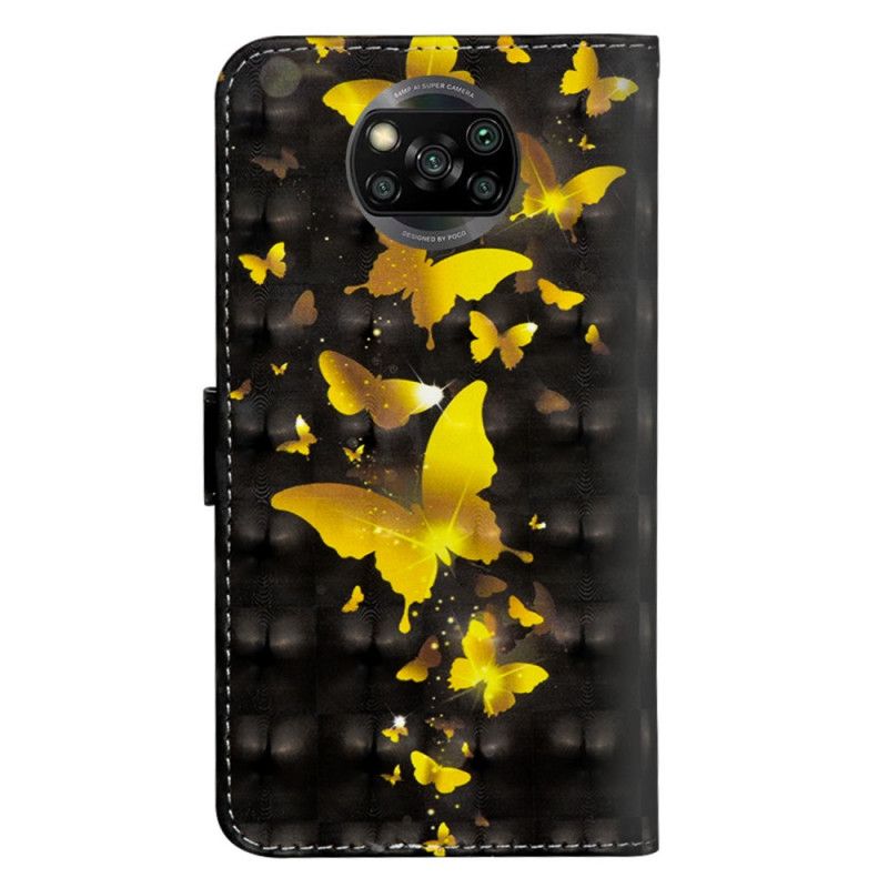 Leren Hoesje Xiaomi Poco X3 Gele Vlinders