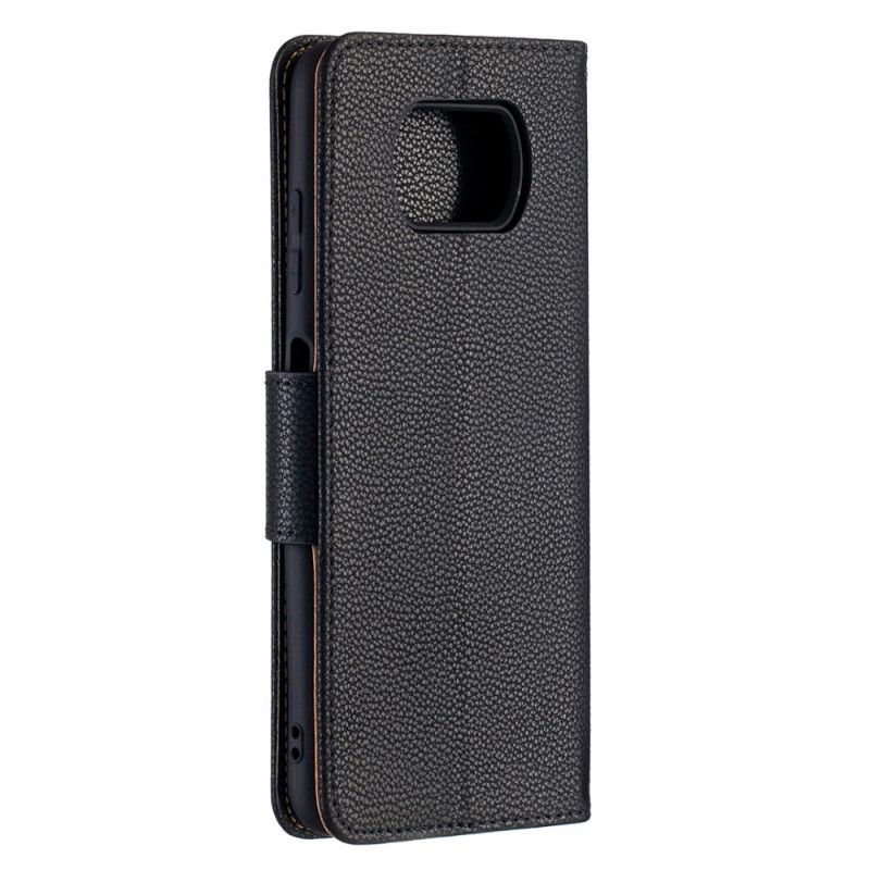 Leren Hoesje Xiaomi Poco X3 Grijs Zwart Telefoonhoesje Lychee Schuine Flap
