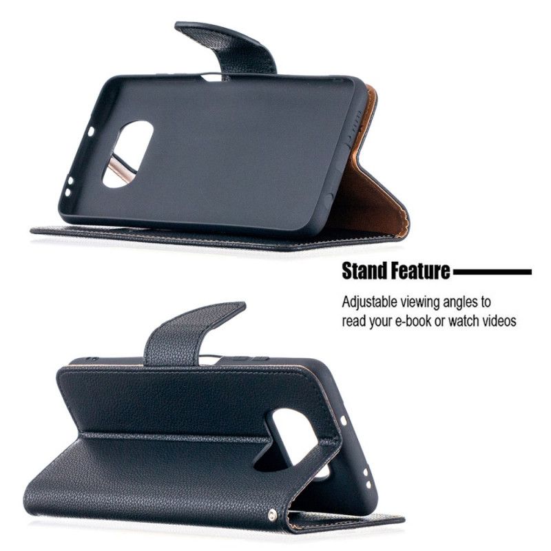 Leren Hoesje Xiaomi Poco X3 Grijs Zwart Telefoonhoesje Lychee Schuine Flap