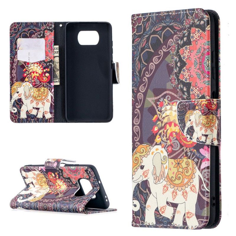 Leren Hoesje Xiaomi Poco X3 Indische Olifanten