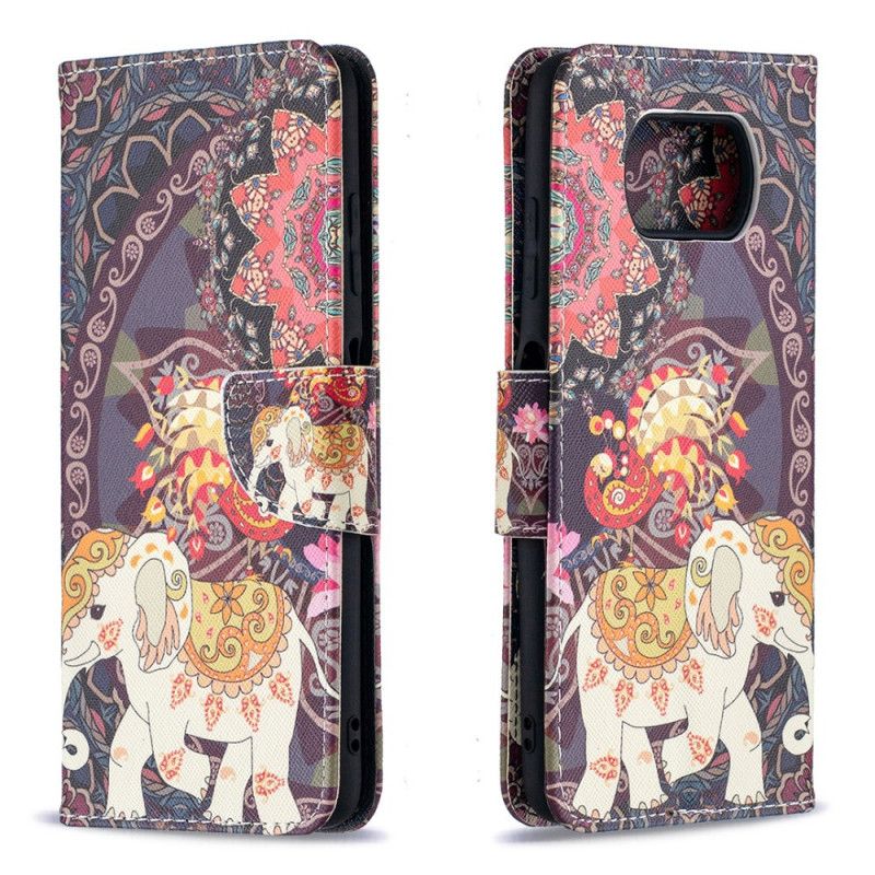 Leren Hoesje Xiaomi Poco X3 Indische Olifanten