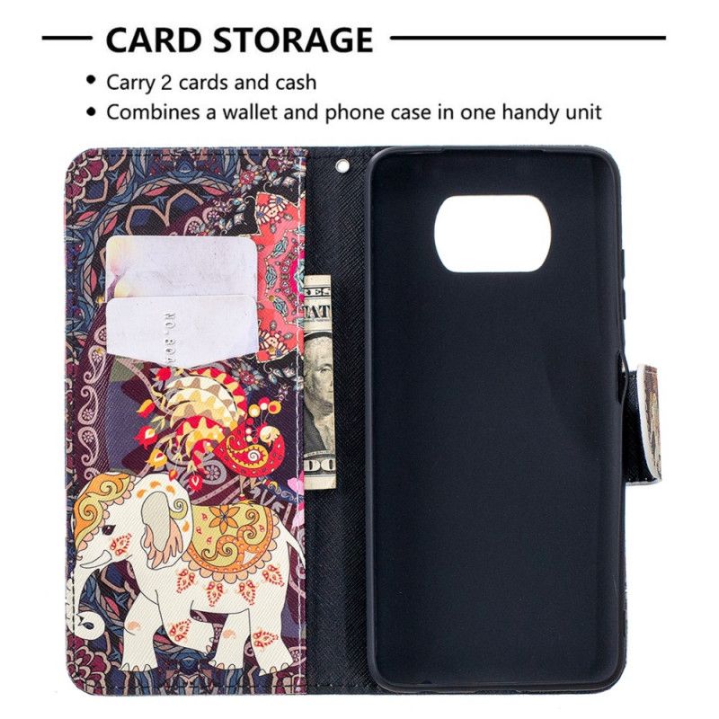 Leren Hoesje Xiaomi Poco X3 Indische Olifanten