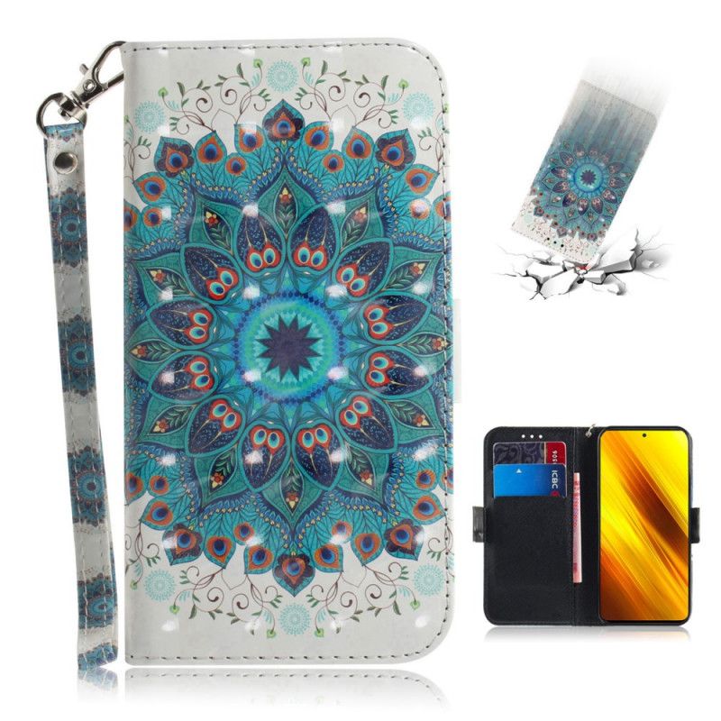 Leren Hoesje Xiaomi Poco X3 Meesterlijke Mandala Met String