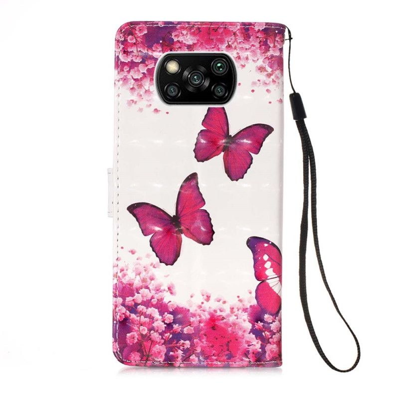 Leren Hoesje Xiaomi Poco X3 Rode Vlinders