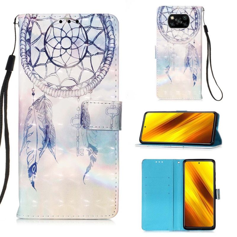 Leren Hoesje Xiaomi Poco X3 Rood Wit Aquarel Dromenvanger
